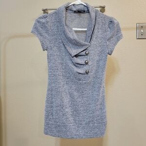 I.N. San Francisco Women Flap Collar Grey blouse Size S